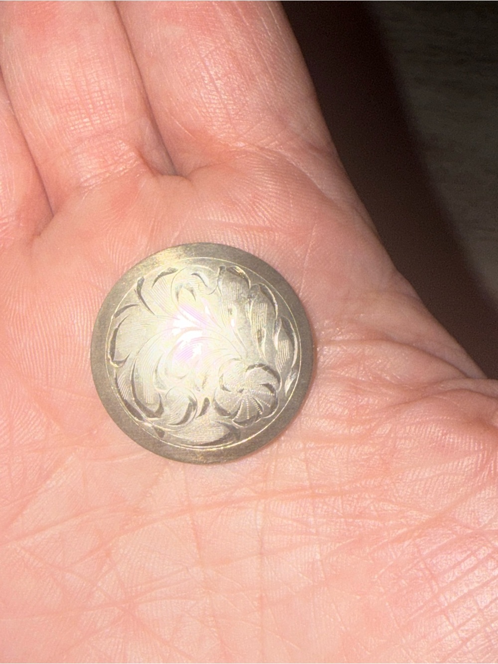 Source Unknown SilverTone Round Brooch Vintage